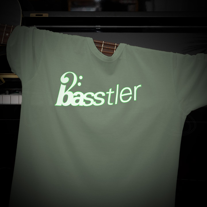 Basstler Shirt Oliv, Druck: Neon-Grün / Weiß